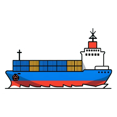 Cargo container ship in ocean sticker
