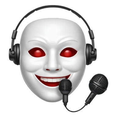 smiling mask with a microphone sticker