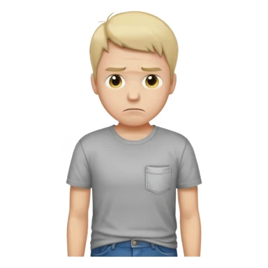 A sad man turns his pockets inside out and looks sadly at the camera sticker