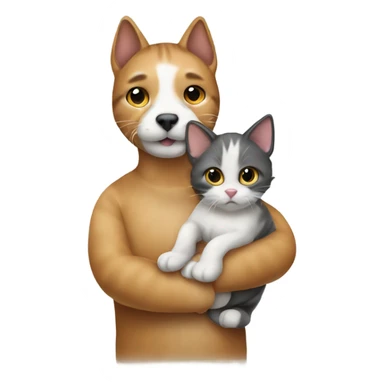 cat with dog in his hands sticker