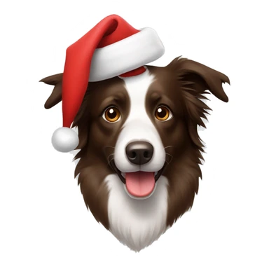 Brown border collie with Santa hat  sticker