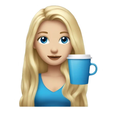 long blonde hair blue eyed girl holding coffee sticker