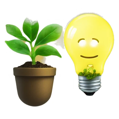 a plant sprout inside a yellow glowing idea lightbulb sticker