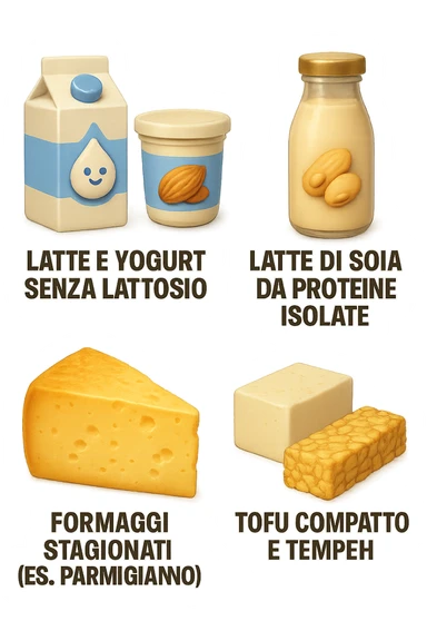 emoji stile iphone 3d di questi elementi che fluttuano in aria:

Latte e yogurt delattosati
Latte di mandorla (non zuccherato)
Latte di soia da proteine isolate
Formaggi stagionati (es. parmigiano)
Tofu compatto e tempeh
 che fluttuano in aria,  le etichette scrivile in italiano, iperealistico 4k sticker