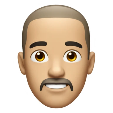 White man with buzz cut with black goatee beard with a broad head and slim face with big lips and flared up nose and ears pointing outwards sticker