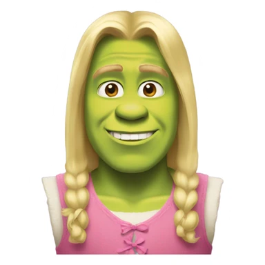 shrek with pink bow in his long blonde hair  sticker