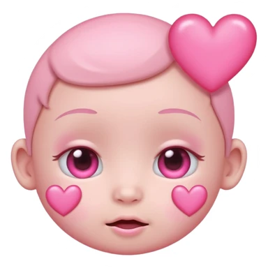 a baby pastel pink love face emoji with pink hearts in the eyes and a glowing baby pink gradient behind it  sticker