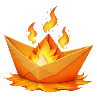 un barco de papel en llamas sticker