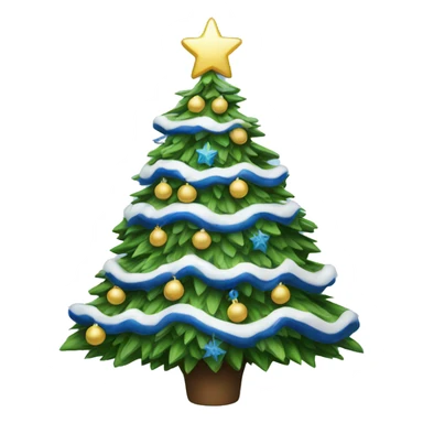 Christmas tree with blue and white decoration sticker