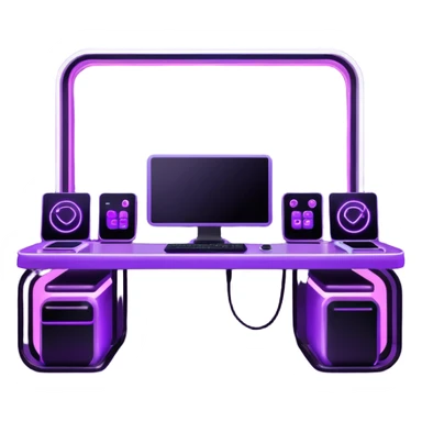 purple gaming setup sticker