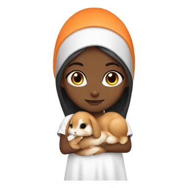 Black Muslim girl holding her cute orange holland lop sticker