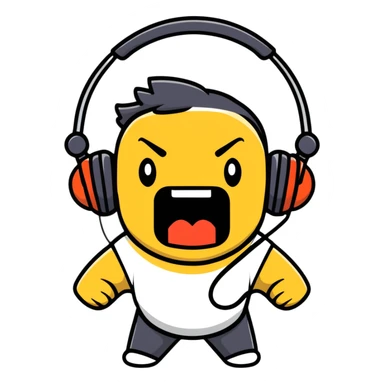 bold guy with headphones screaming sticker