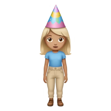 “Poopy pants” girl wearing a birthday hat  sticker