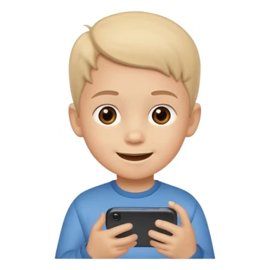 A child holds a phone in his hand, with cartoons on TV in the background sticker