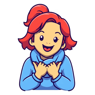girl with her hands wrapped around her own neck, laughing, tongue out sticker