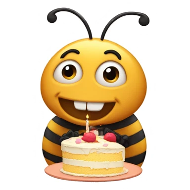 bee eating birthday cake sticker