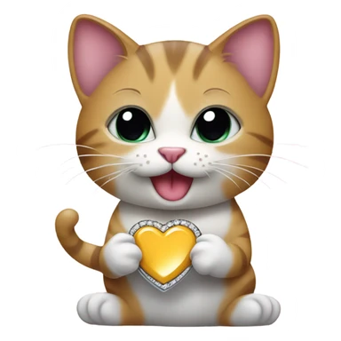 Valentine cat with engagement ring sticker