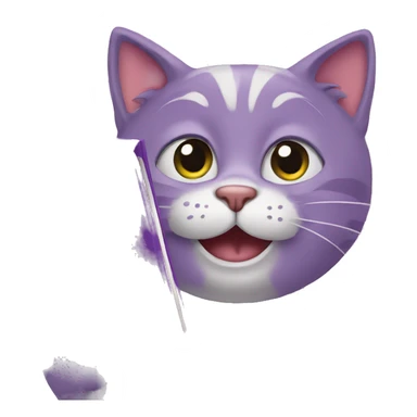 Purple Happy humanised Cat with a notebook sticker