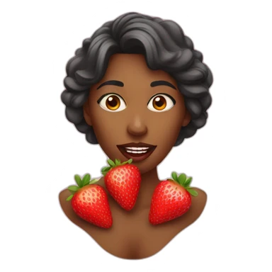 A woman with strawberries in her mouth sticker