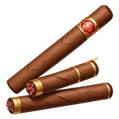 Emoji-style cigar icon, dark brown wrapper, subtle smoke, minimalistic, clean silhouette, metal details sticker