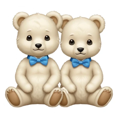 sweet same little white bears with blue bow tie sitting sticker