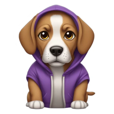 dog with purple hoodie sticker
