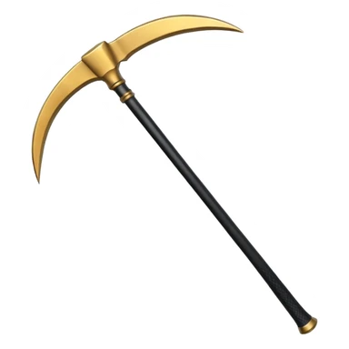 The scythe of the God of Death, a symbol of death, is long and straight, entirely in deep black. sticker