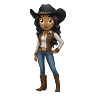 cowgirl straight black hair sticker