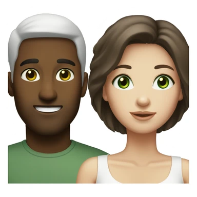 White couple dark brown hair green eyes sticker