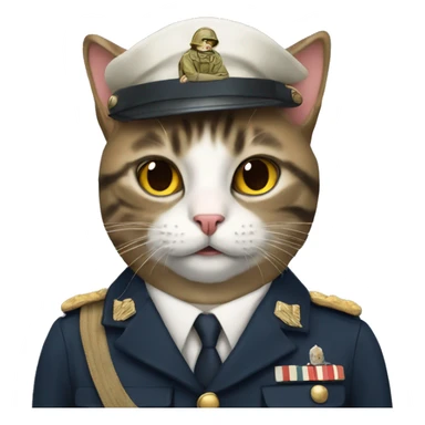 cat with ww2 uniform sticker