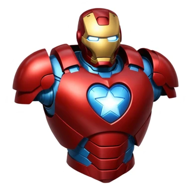A red Iron Man suit heart with a glowing blue star in the center sticker