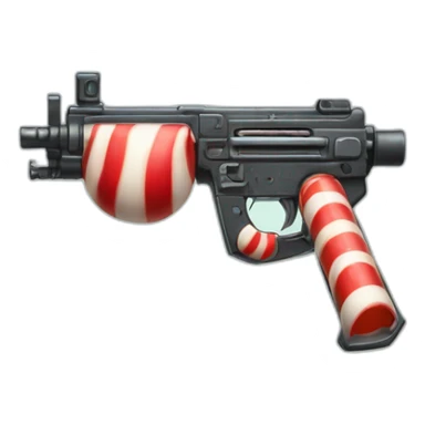 machine gun with candy cane skin that has all lines horizontal sticker