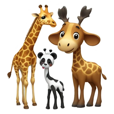 giraffe next to panda and moose sticker