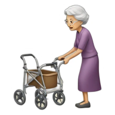 old woman with walker sticker