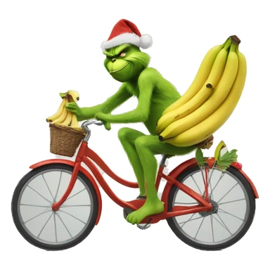 The grinch with a bike made of bananas sticker