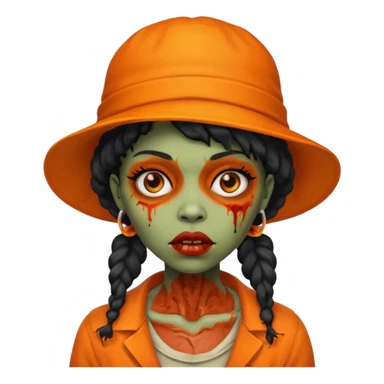 zombie black woman in orange hats sticker
