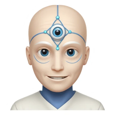 mutant test subject portrait, head and shoulders only, third eye on forehead, pale skin, creepy calm smile, lab experiment style, 3D cartoon, mobile game icon style, clean background, no text, no watermark

 sticker