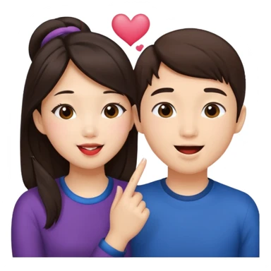 Asian girl blowing kiss to brunette boy  sticker