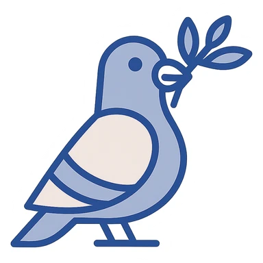 pigeon icon with a twig in its beak, flat modern style sticker