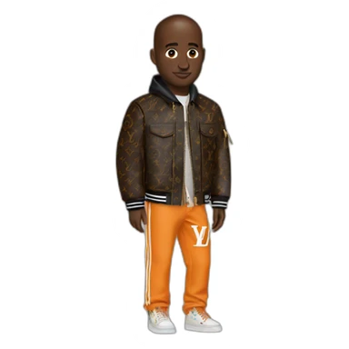 Virgil Abloh with louis Vuitton jacket sticker