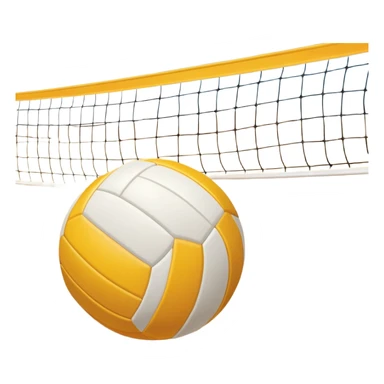 A close-up volleyball net with a ball hovering above it, set against the backdrop of a sandy volleyball court. The scene highlights the tension of an impending play, with the court lines clearly visible and a bright, sunny atmosphere surrounding the action. sticker