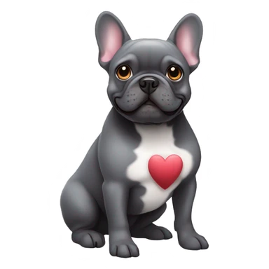 Dark grey French bulldog with hearts sticker