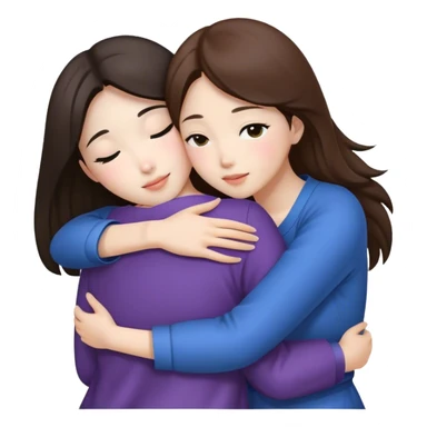 Hug between 3 brunette korean women  sticker