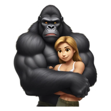 Big buff Gorilla holding a girl on his arms sticker
