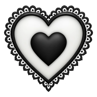 white goth heart with black gothic lace, ornate sticker