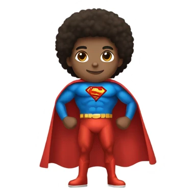 Afro light-skinned muscular male teenager in red gold and blue Superman superhero costume. sticker