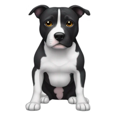 Staffi  noir avec des chaussettes blanche et les oreilles recoube sticker