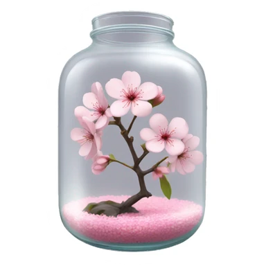 Realistic sakura flower in a transparent jar vase sticker