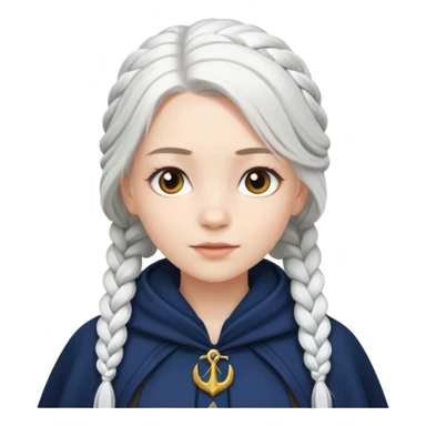 braid white hair girl, navy cloak sticker