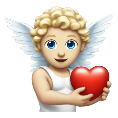 Photo of flying pale cupid with blue eyes and red heart arrow  sticker